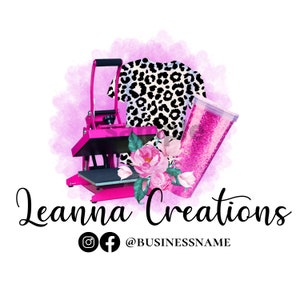 Heat Press Logo, DIY Cricut Logo, Crafting Design Template, Tumblers Tees, Watercolor Leopard Flowers Design
