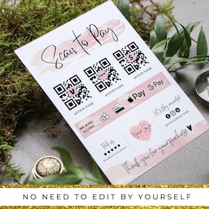 Personalisierbares Scan-to-Pay-Zeichen: Geschäftliche QR-Code-Vorlage (PNG, PDF)