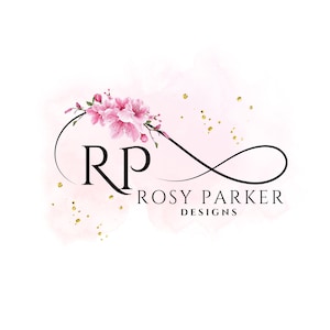 Logo con fiori di ciliegio, logo con firma Sakura, design floreale ad acquerello, iniziali di matrimonio