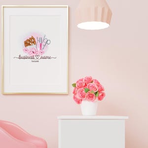 Nail Tech Logo Design, Aquarell Vorgefertigtes Logo, Maniküre Set, Wasserzeichen (PNG, JPG, PDF) Bild 10