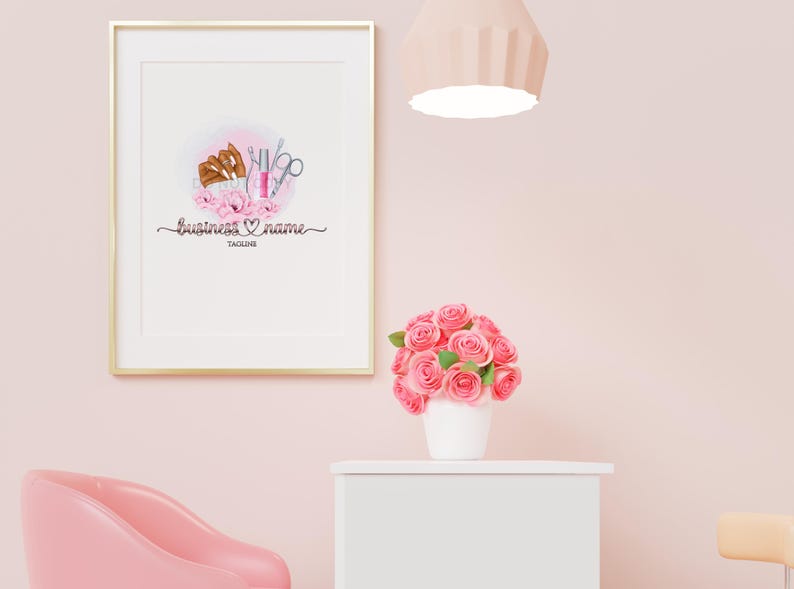 Nail Tech Logo Design, Aquarell Vorgefertigtes Logo, Maniküre Set, Wasserzeichen (PNG, JPG, PDF) Bild 10