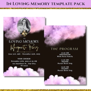 Programa de funeral en memoria de un ser querido, plantilla de servicio conmemorativo, Celebration Life, cartel de bienvenida