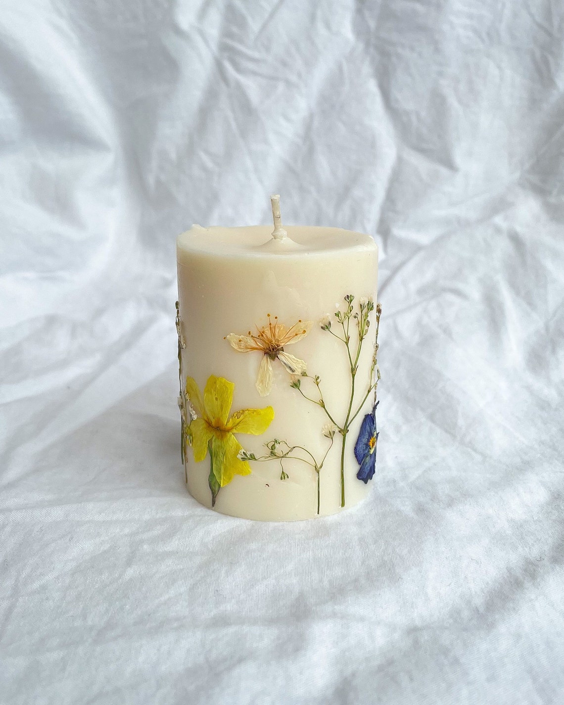 Pressed Flower Soy Wax Pillar Candle Etsy Canada