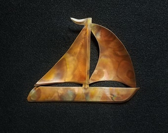 Small Copper Sail Boat,Sail Boat,7 Year Anniversary Gift,Boat,Beach Theme,Copper Sculpture,Copper Art,Metal Wall Art,Art,Beach Art,Ocean Art