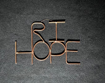 Rhode Island Hope Solid Copper Wire Art,Rhode Island,The Ocean State, Copper Sculpture,Copper Art,Copper,Art,Rhode Island,Smallest State.