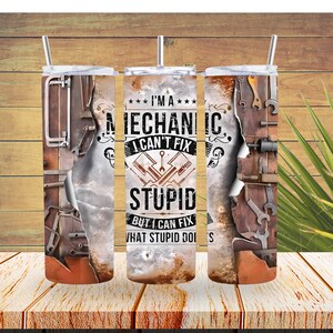 mechanic 20oz tumbler, fathers day, gift for dad, cup for men, custom tumbler, personalized gift, funny gift