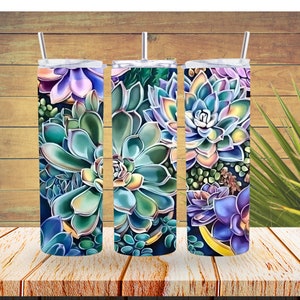 succulent plant cup, 20oz tumbler, gardener gift, gift for friend, plant lover, green thumb gift