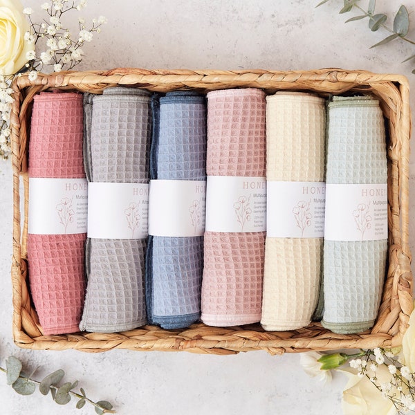 reusable kitchen roll - eco-friendly cloths - cotton waffle wipes - sustainable new home gift - biodegradable paperless towel cleaning