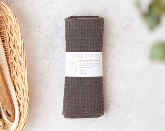 grey reusable kitchen roll - eco-friendly cloths - cotton waffle wipes - sustainable new home gift - biodegradable paperless towel