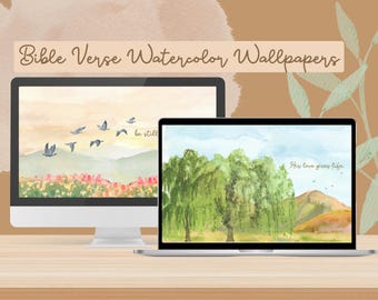 Watercolor Bible Verse Desktop Wallpapers (Set of 2)