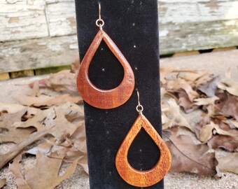 Koa teardrop earrings