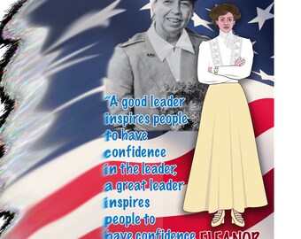 ELEANOR ROOSEVELT Handmade Cloth Ornament - Inspirational Can Do Woman - Believe in Ourselves - WW2 Hero - AMERICA250 Ornament