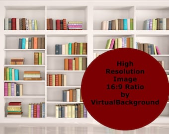 Virtual Bookshelf for Zoom Backgrounds, Bookcase Virtual Background for Zoom, Microsoft Teams, Skype, Google Meet, Book Shelf Background