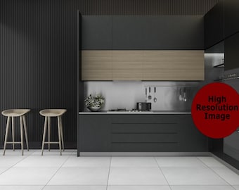 Dark Kitchen Background, Home Zoom Backgrounds, Kitchen Virtual Background for Zoom, Microsoft Teams, Skype, Google Meet