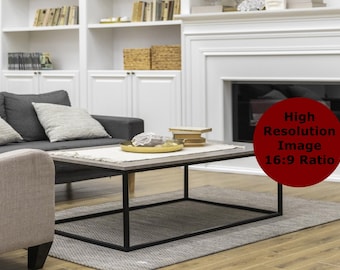 Living Room with Fireplace Background, Zoom Backgrounds, Virtual Background for Zoom, Microsoft Teams, Skype, Google Meet