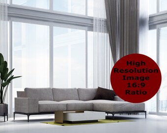 White Living Room Zoom Backgrounds, Beach View Background, Virtual Background for Zoom, Microsoft Teams, Skype, Google Meet