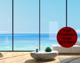 Tła do szerokiego okna Zoom, Tło z widokiem na panoramę plaży, Tło wirtualne do Zoom, Microsoft Teams, Skype, Google Meet