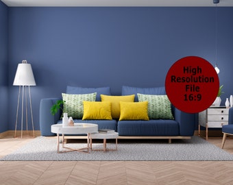 Blue Living Room Background, Zoom Backgrounds, Virtual Background for Zoom, Microsoft Teams, Skype, Google Meet