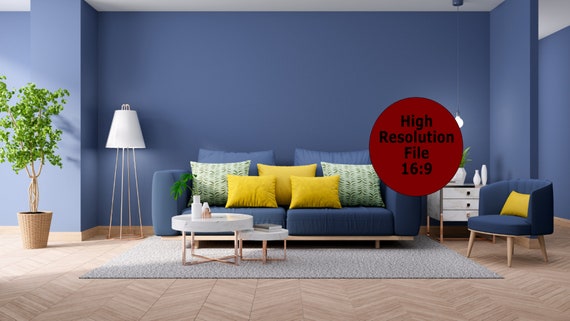 Blue Living Room Background Zoom Backgrounds Virtual Etsy