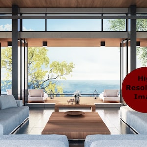 Sea View Living Room Background, Zoom Backgrounds, Virtual Background for Zoom, Microsoft Teams, Skype, Google Meet