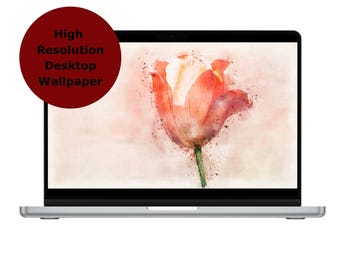 Orange Tulip Flower Desktop Wallpaper. Desktop Background. Floral PC Wallpaper. Instant Download. Laptop Background Wallpaper