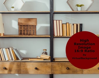 Virtual Bookshelf for Zoom Backgrounds, Book Shelf Background, Bookcase Virtual Background for Zoom, Microsoft Teams, Skype, Google Meet