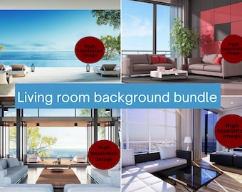Zestaw 4 teł Zoom, jasny zestaw tła do salonu, wirtualne tło do Zoom, Microsoft Teams, Skype, Google Meet