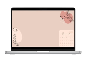 12 Calendar 2025 Abstract Desktop Wallpaper. Pink Minimalist Desktop Background. Neutral Desktop Wallpaper. Laptop Background Wallpaper