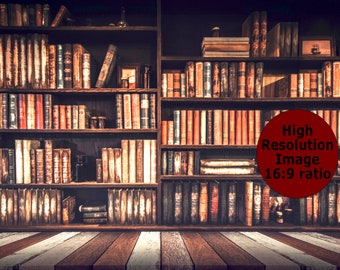 Bookcase Virtual Background for Zoom, Microsoft Teams, Skype, Google Meet, Virtual Bookshelf for Zoom Backgrounds, Book Shelf Background
