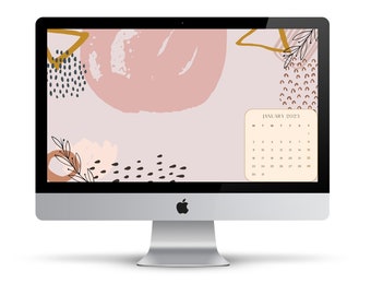 12 Calendar 2023 Abstract Desktop Wallpaper. Boho Minimalist Desktop Background. Neutral Desktop Wallpaper. Laptop Background Wallpaper
