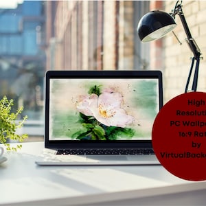 Watercolor Flower Desktop Wallpaper. Rose Desktop Background. Floral PC Wallpaper. Instant Download. Laptop Background Wallpaper