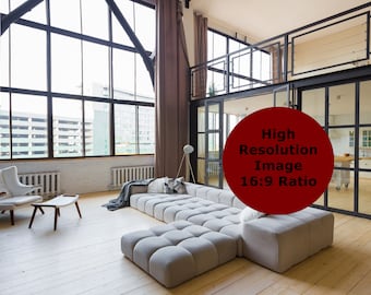 Bright Modern Living Room Background, Zoom Backgrounds, Virtual Background for Zoom, Microsoft Teams, Skype, Google Meet