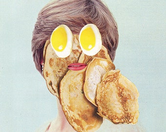 Diana von Pfannkuchen Art Print: 80er Jahre Nostalgie Collage, Royal Frühstück Serie