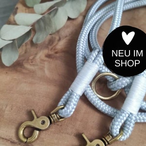 Rope dog leash collar set in silver gray with white | SET TENDER LOVE