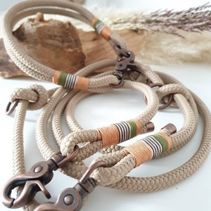 Rope dog leash collar set in cream and brown | SET HAPPY SAFARI