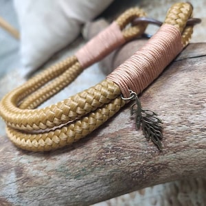 Rope dog leash collar set in mustard yellow with rust red and beige | SET AUTUMN HAPPINESS