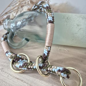 Rope choke collar adjustable in green-brown-beige with gold | CHUCK STOP COLLAR HUNTER