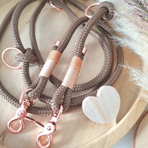 Rope dog leash collar set in brown with beige and gold | GOLDEN AUTUMN SET