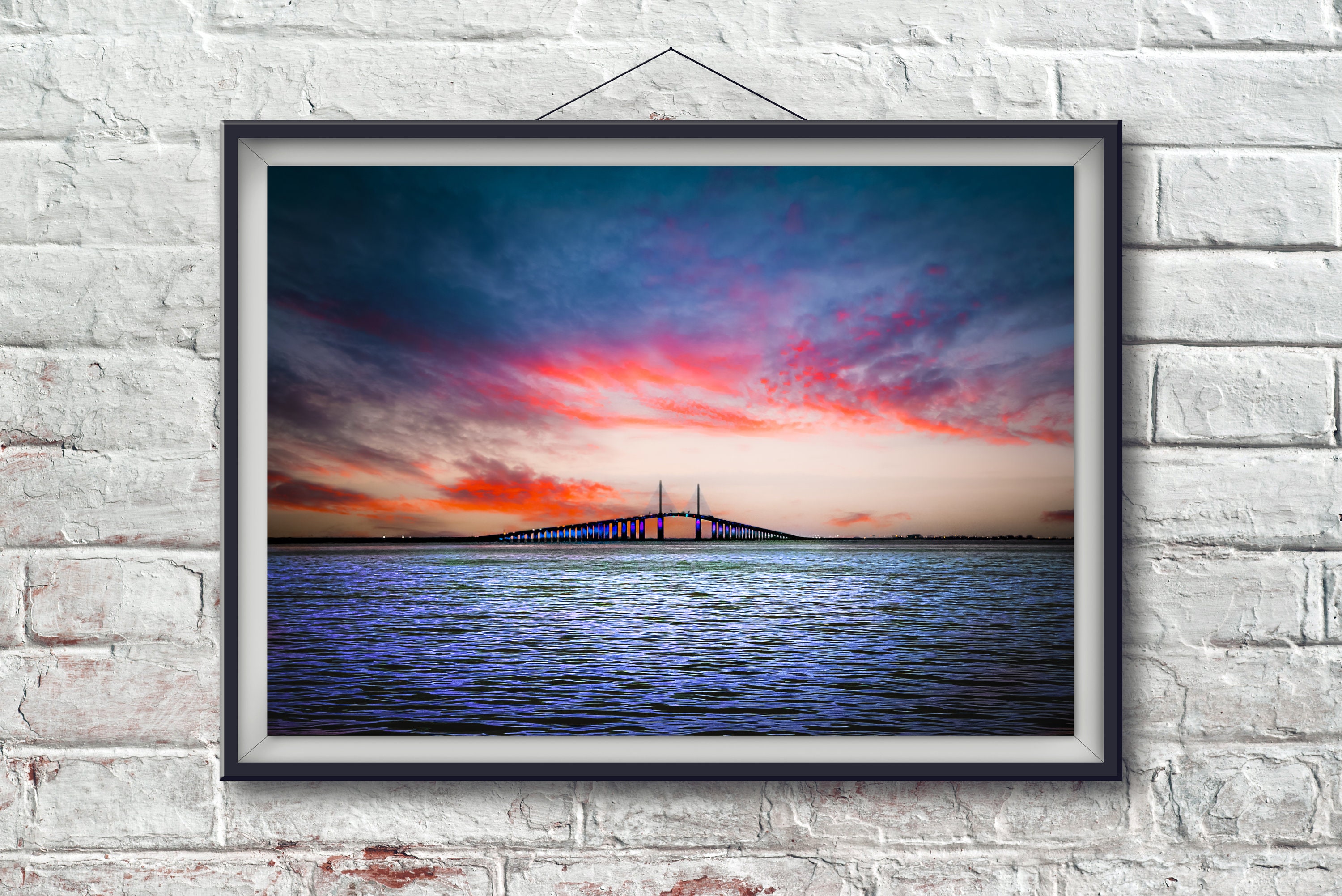Sunshine Skyway Bridge Tampa Florida Sunset Photo Landmark Modern