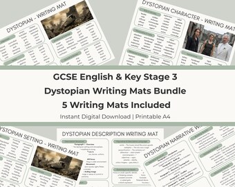 Paquete de materiales de escritura sobre distopía para GCSE / Recursos de escritura creativa en inglés para KS3 / Hojas de trabajo sobre distopía / PDF imprimible / Recurso para docentes