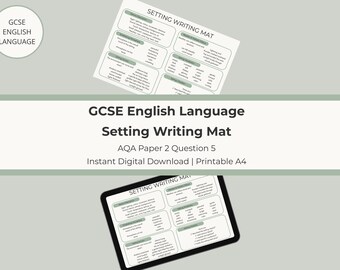 Tapete de escritura para el examen GCSE de inglés / AQA, examen 1, pregunta 5 / Revisión de la escritura descriptiva / PDF imprimible / Descarga digital