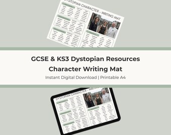 Tapete de escritura sobre personajes distópicos / Lengua inglesa para GCSE / Recurso de escritura creativa para KS3 / Hoja de trabajo sobre distopía / PDF imprimible