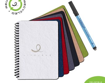 A6+PEN. Livelong Reusable Notebook + Pen. Vertical Spiral. 100% Recycled Eco-Friendly Sustainable. Various Cover Colors, Page Layouts