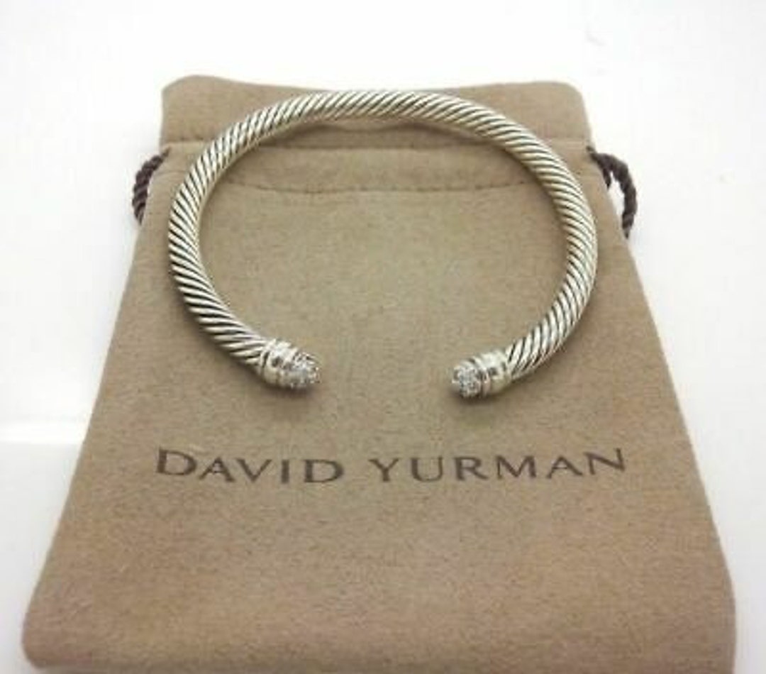 David Yurman 5mm Silver Pave Diamond Bracelet - Etsy