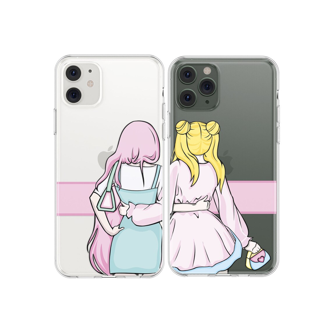 BFFs Besties Couple Cases iPhone 12 Matching 11 Pro Max Clear Etsy