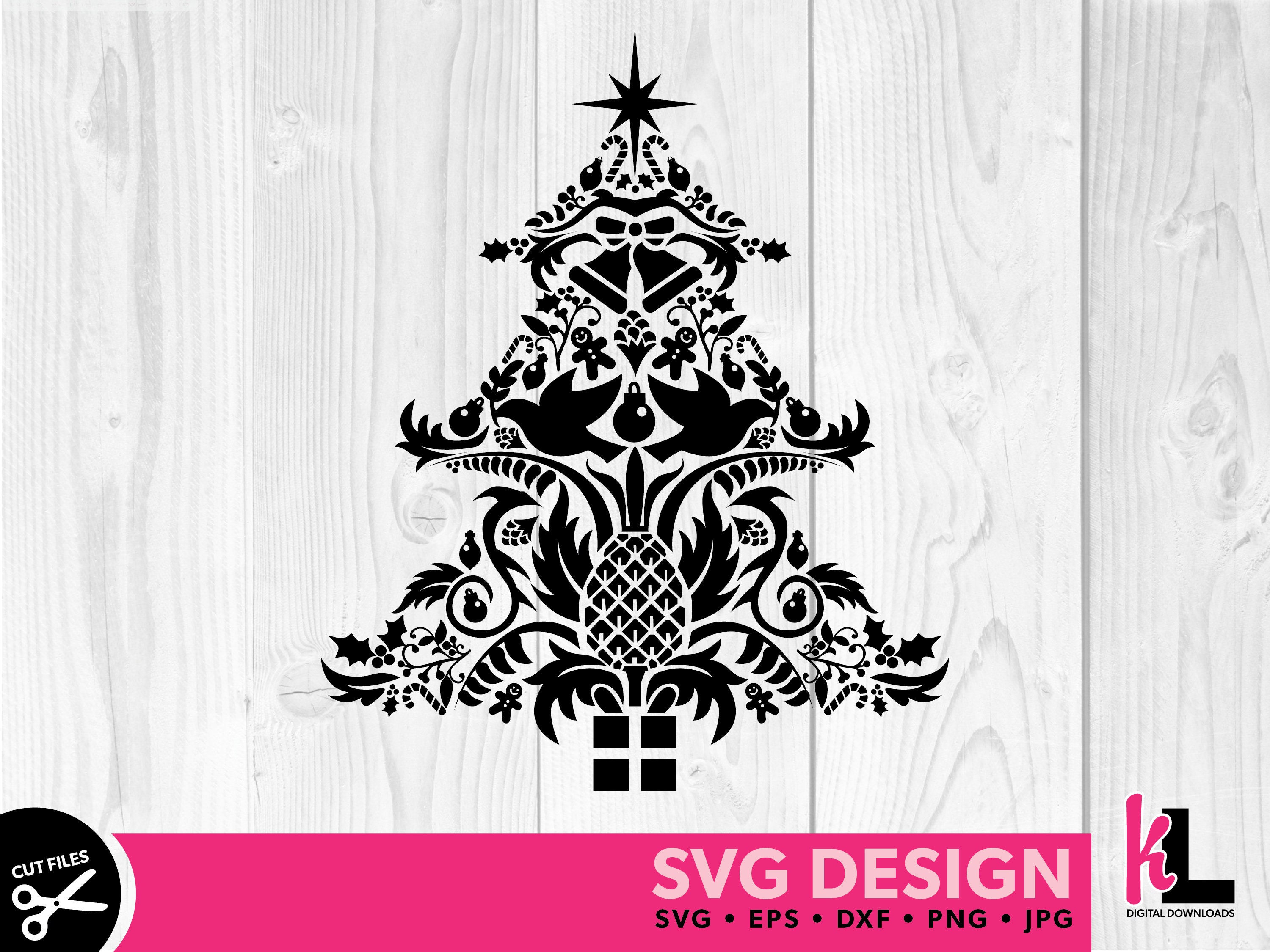 Christmas Tree Cut File Holiday Card SVG Scandanavian Etsy