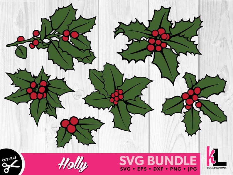 Holly SVG Christmas Greenery SVG Mistletoe Clipart Holly Etsy