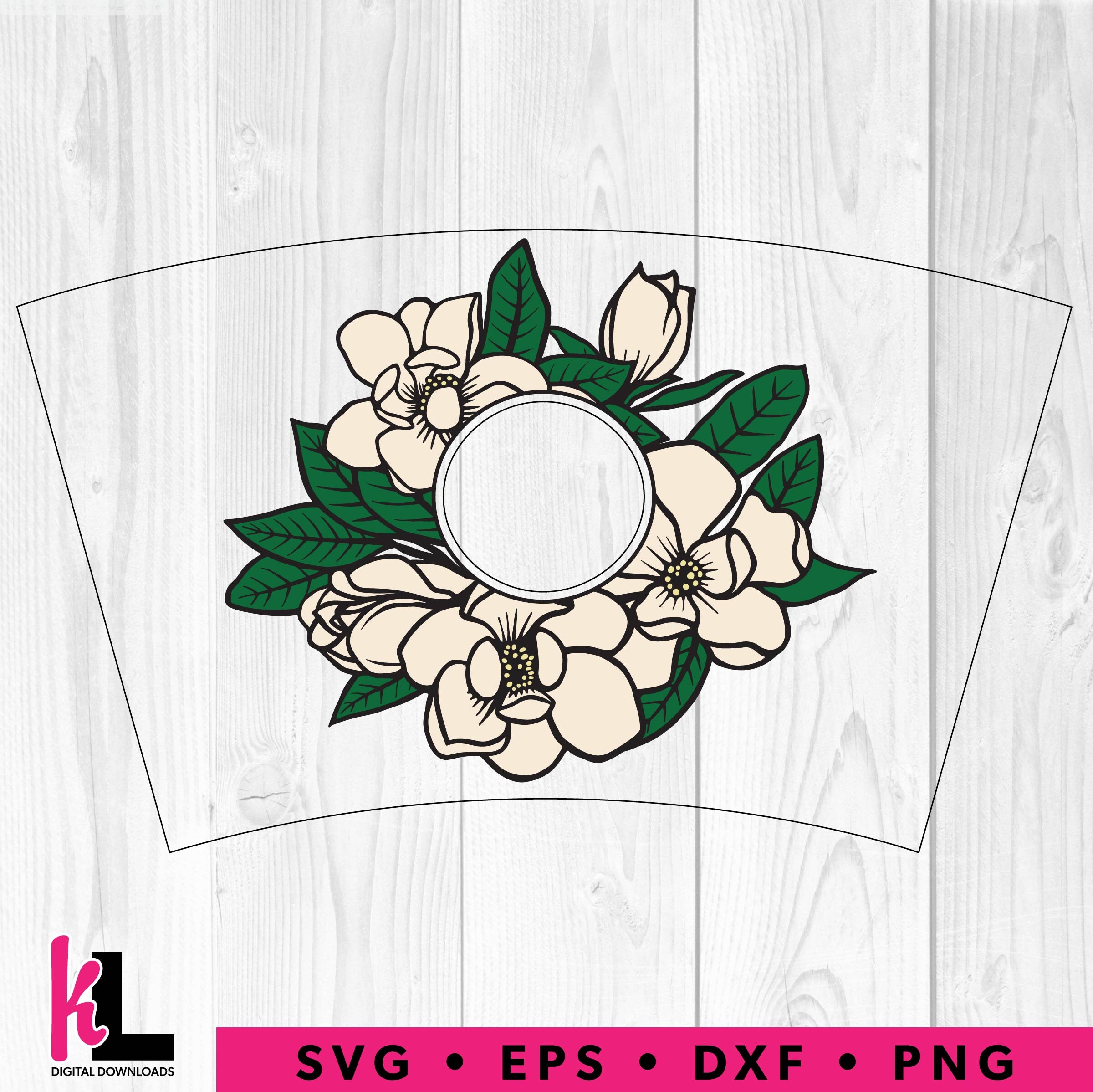 Floral Wreath Starbucks Svg Magnolia SVG Flower Wreath PNG ...