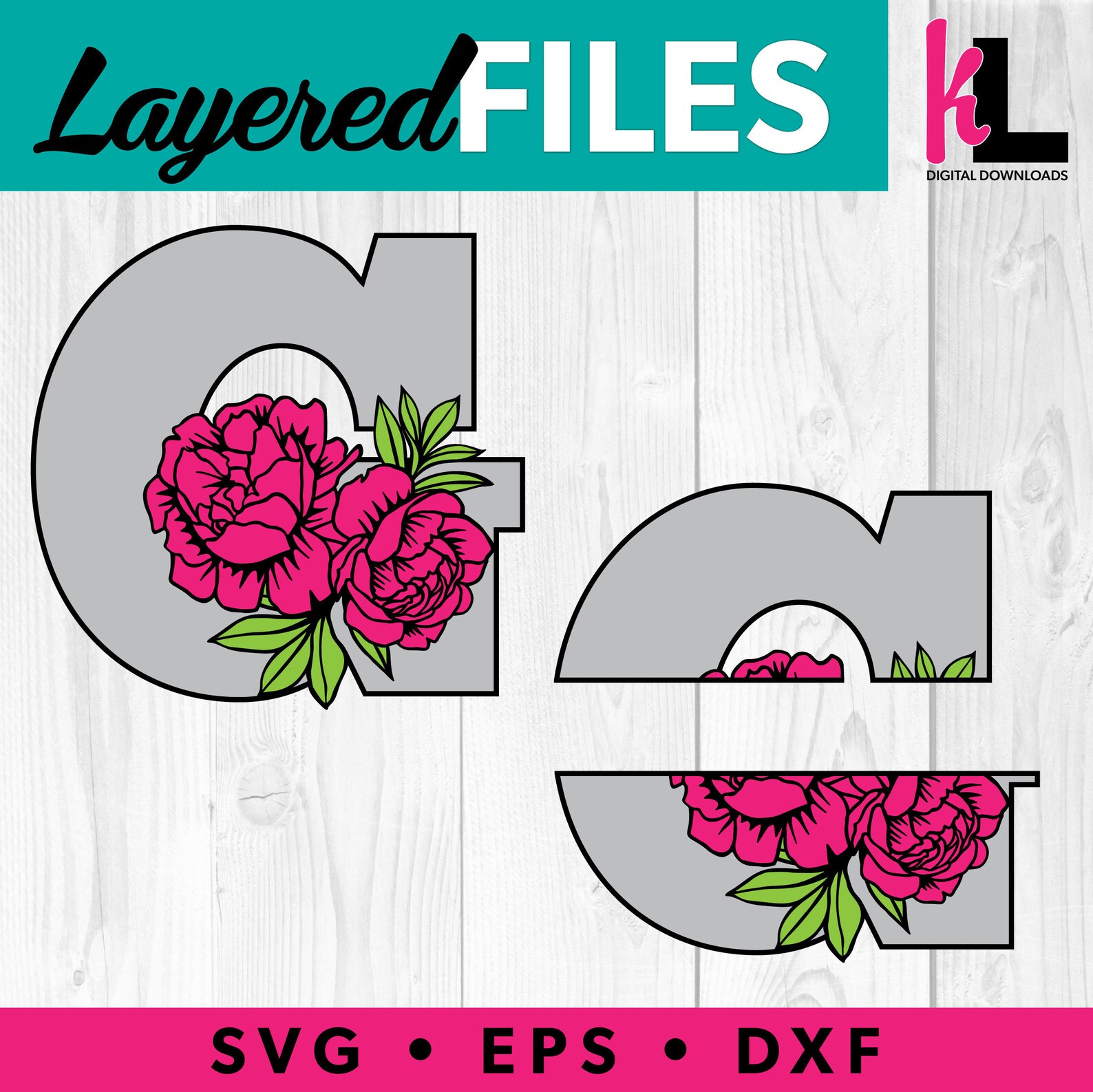 Download Monogram SVG Letter G Layered SVG Floral Initial Split | Etsy