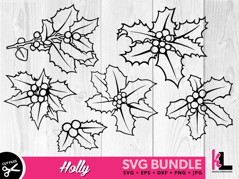 Holly SVG Christmas Greenery SVG Mistletoe Clipart Holly Etsy